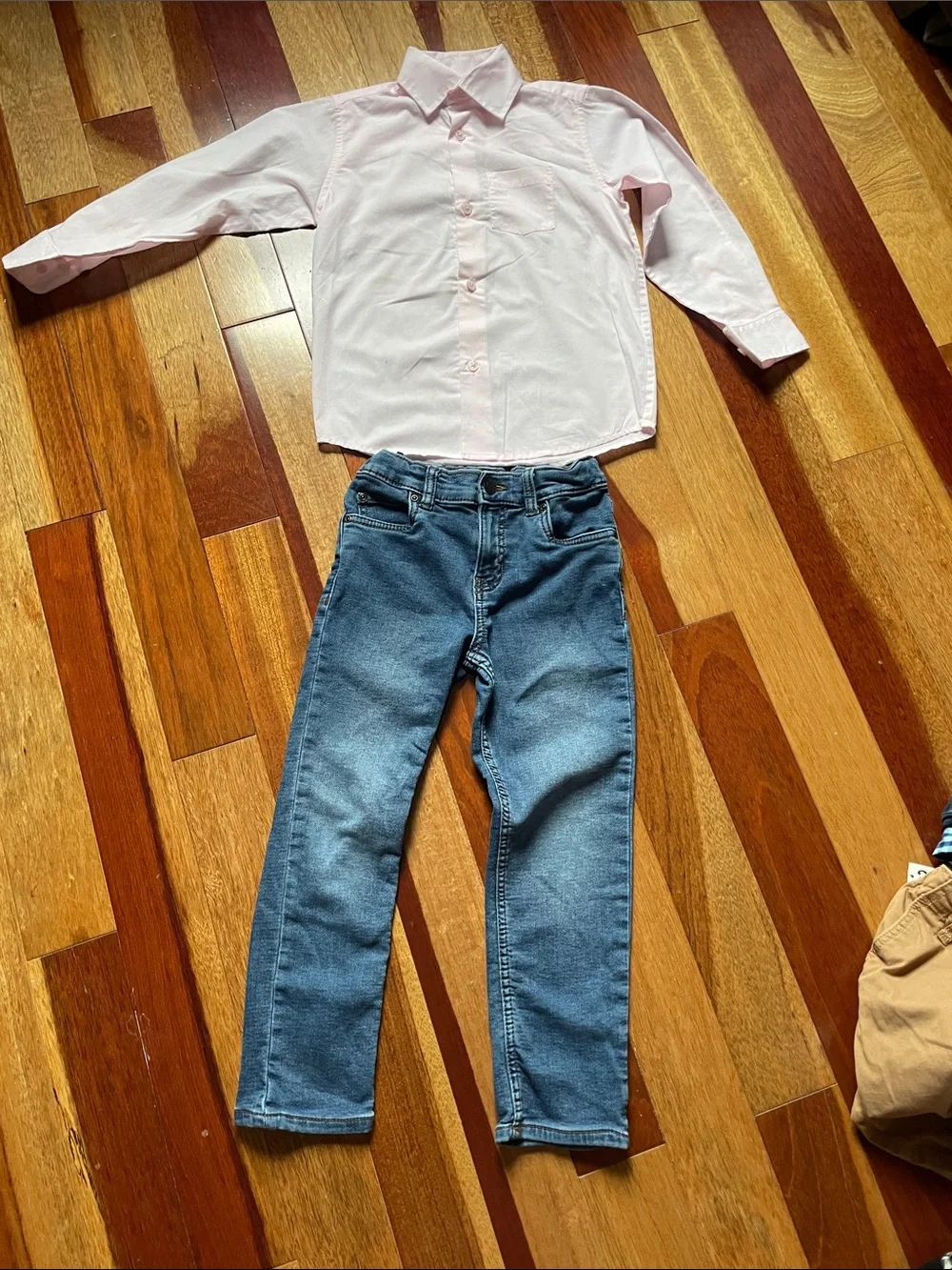 Carter's Pink Button-Up Shirt with Blue Jeans Kids Matching Set